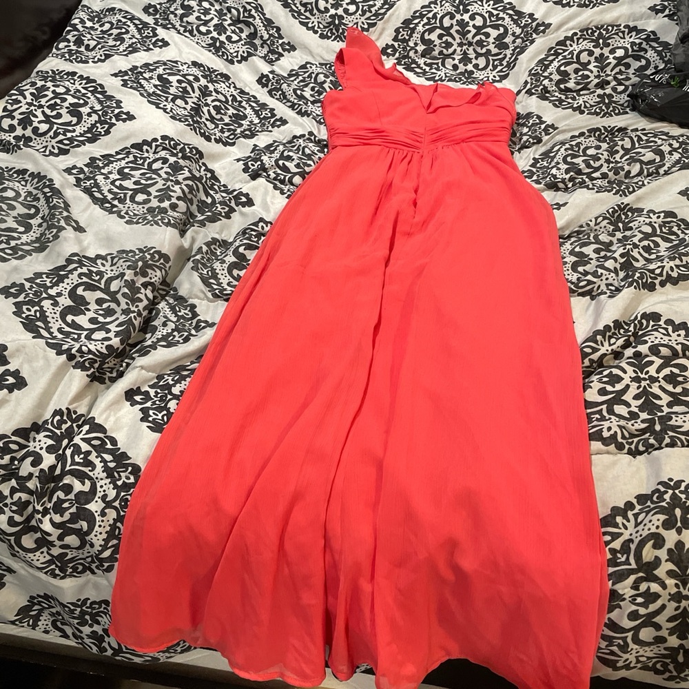 David's Bridal Vibrant Coral Gown